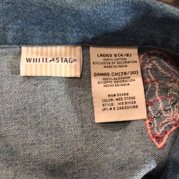 White Stag Women’s Denim Butterfly Patchwork Jacket - Size Small 4/6 - Picture 6 of 8